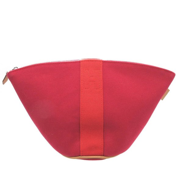 Hermes Palmire Canvas Rouge Vif Prune Pouch 0179HERMES 6B0179EII5 - Picture 1 of 7